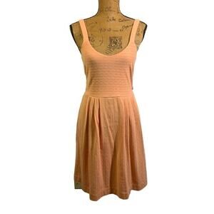 ANTHROPOLOGIE POSTMARK Coral Textured‎ Cross-Back Cut Out Mini Dress Size Medium